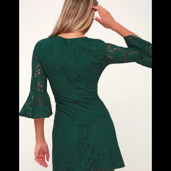 Lulu's Green Sheath Dress with 3/4 Bell Sleeves - Picture 2 of 11